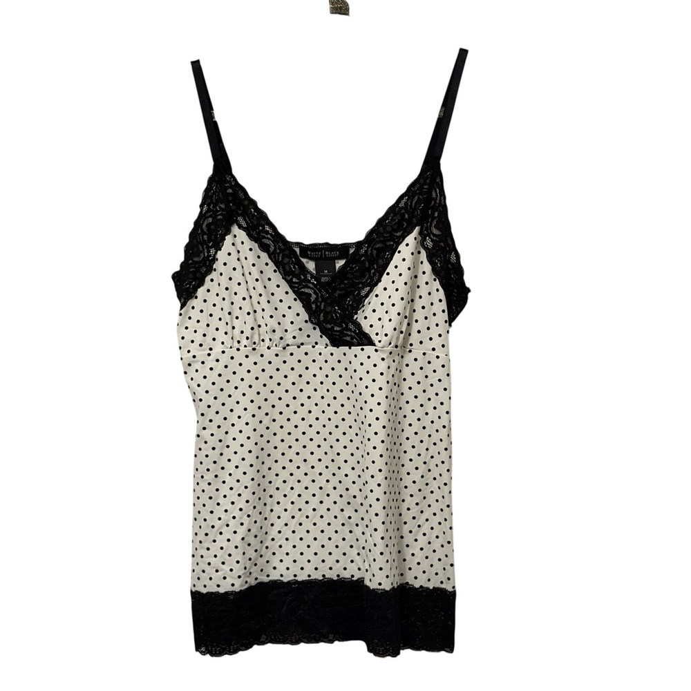 Y2K Lace Trim Babydoll Polka Dot Cami Top M Praisian European Feminine Delicate
